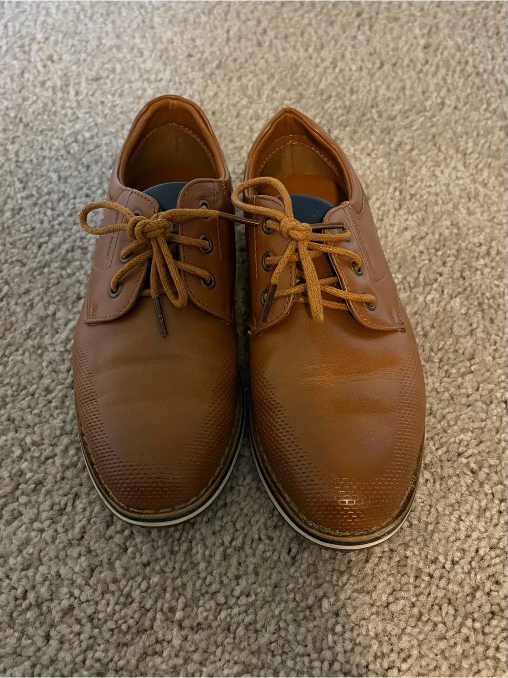 Kids Tan Dress Lace-Up Shoes